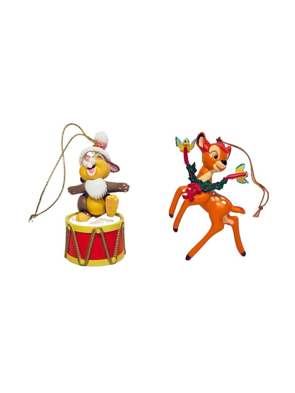 Disney Grolier 2 Ornaments Bambi and Thumper Timon w/ Boxes